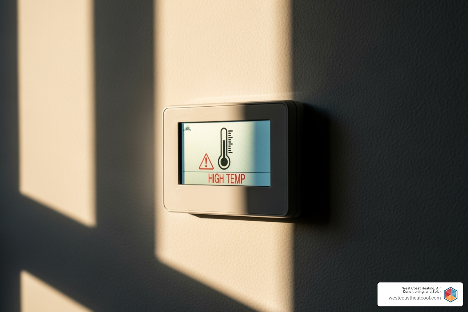 thermostat in direct sunlight with warning symbol - AC thermostat not working