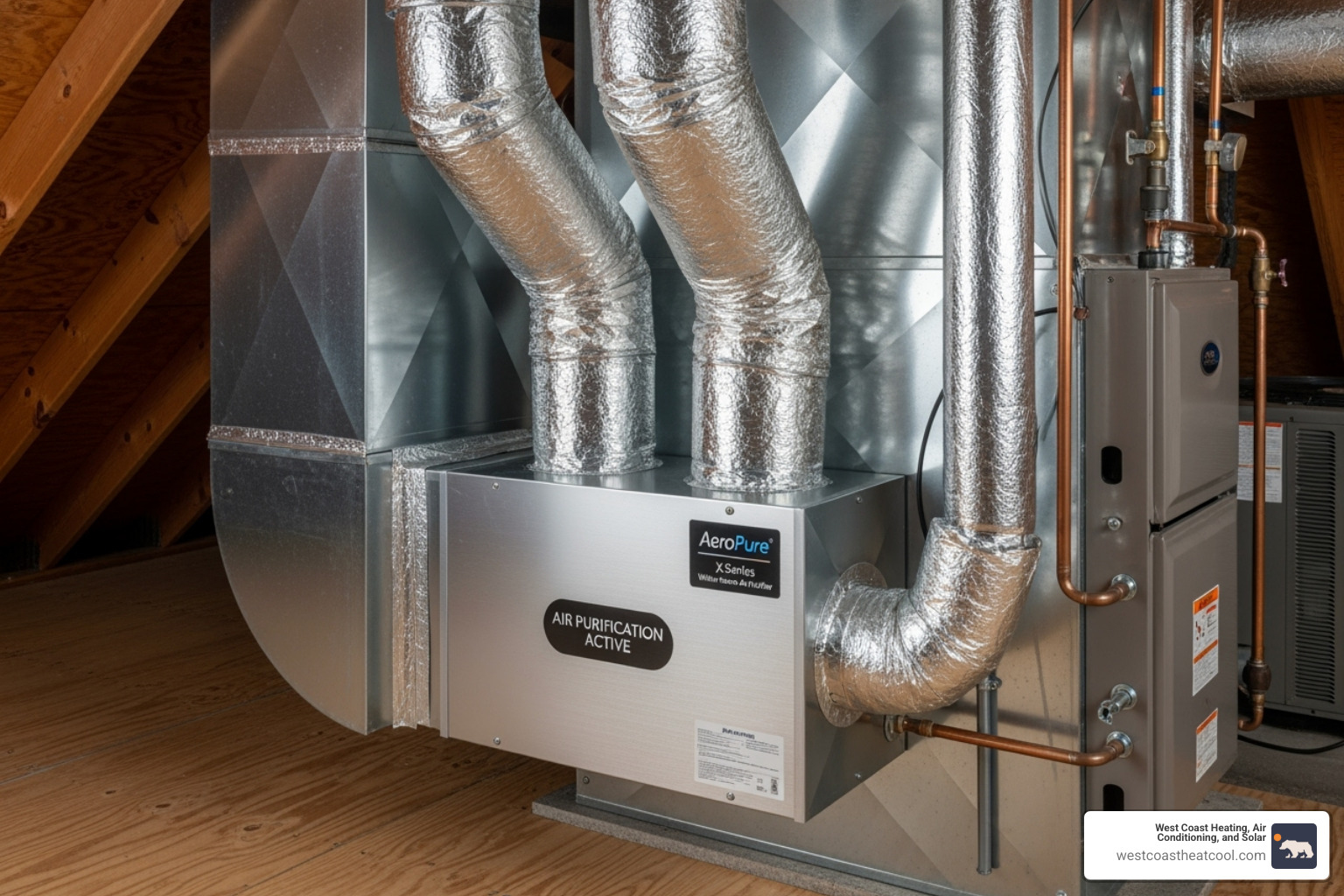 Whole-home air purification unit installed within an HVAC system - indoor air quality testing san diego