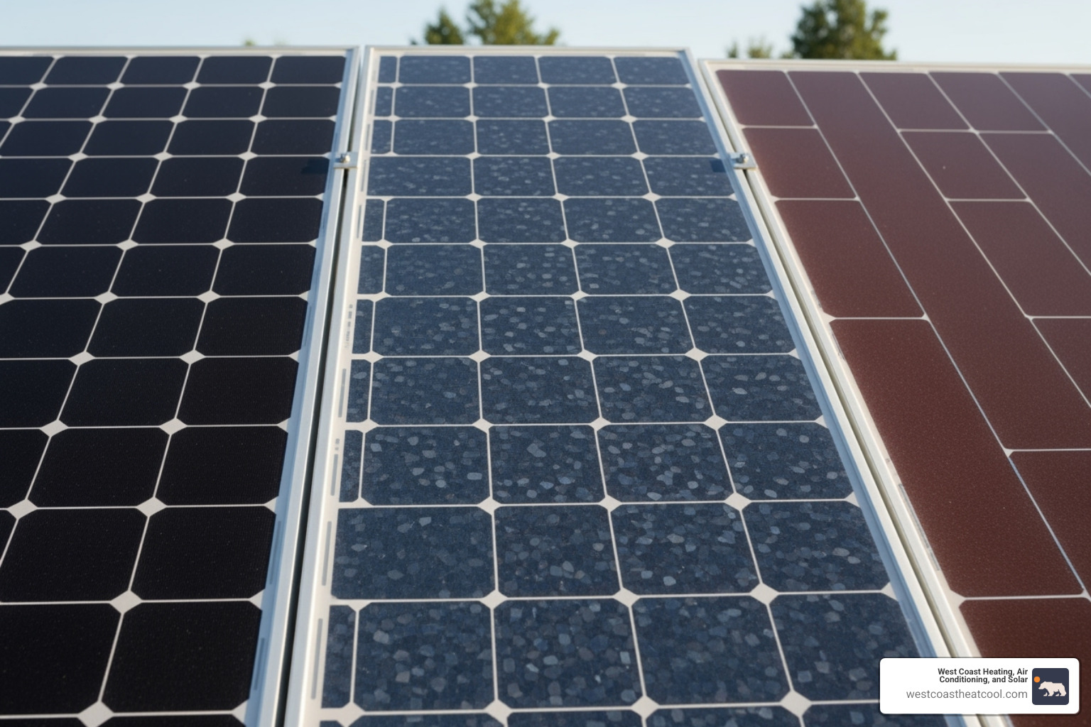 different solar panel types side-by-side - residential solar install el cajon