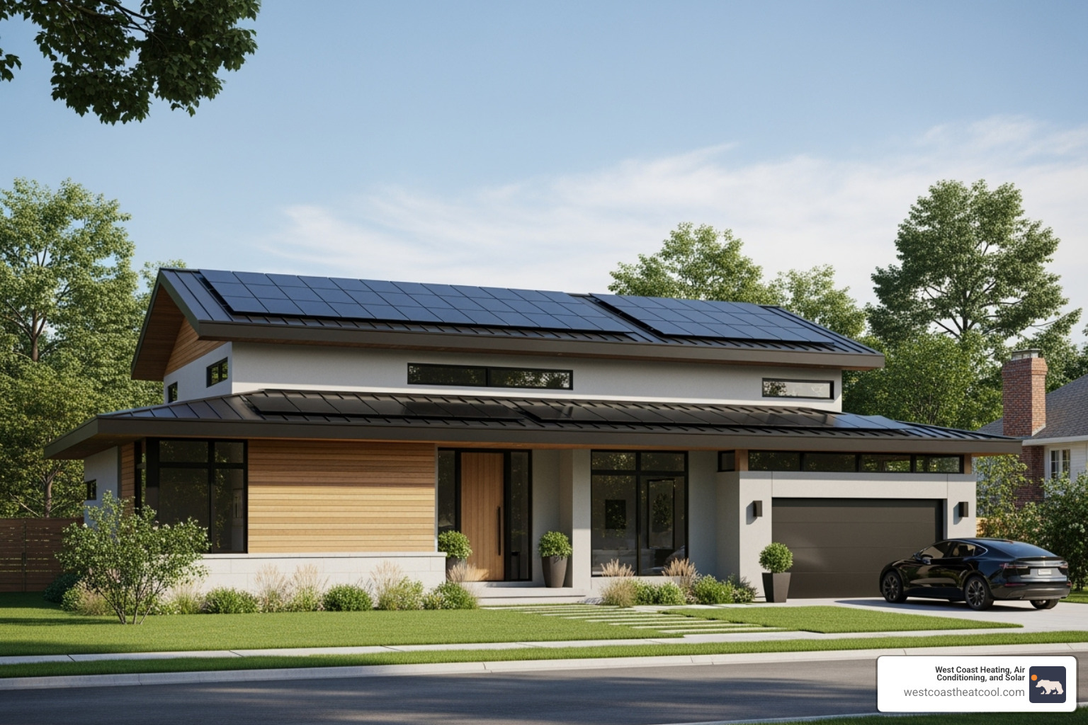 modern, sleek black solar panels on a home - new solar system poway