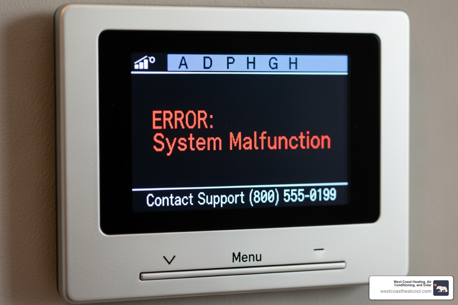 Digital thermostat displaying an error message - 24 hour hvac maintenance escondido ca