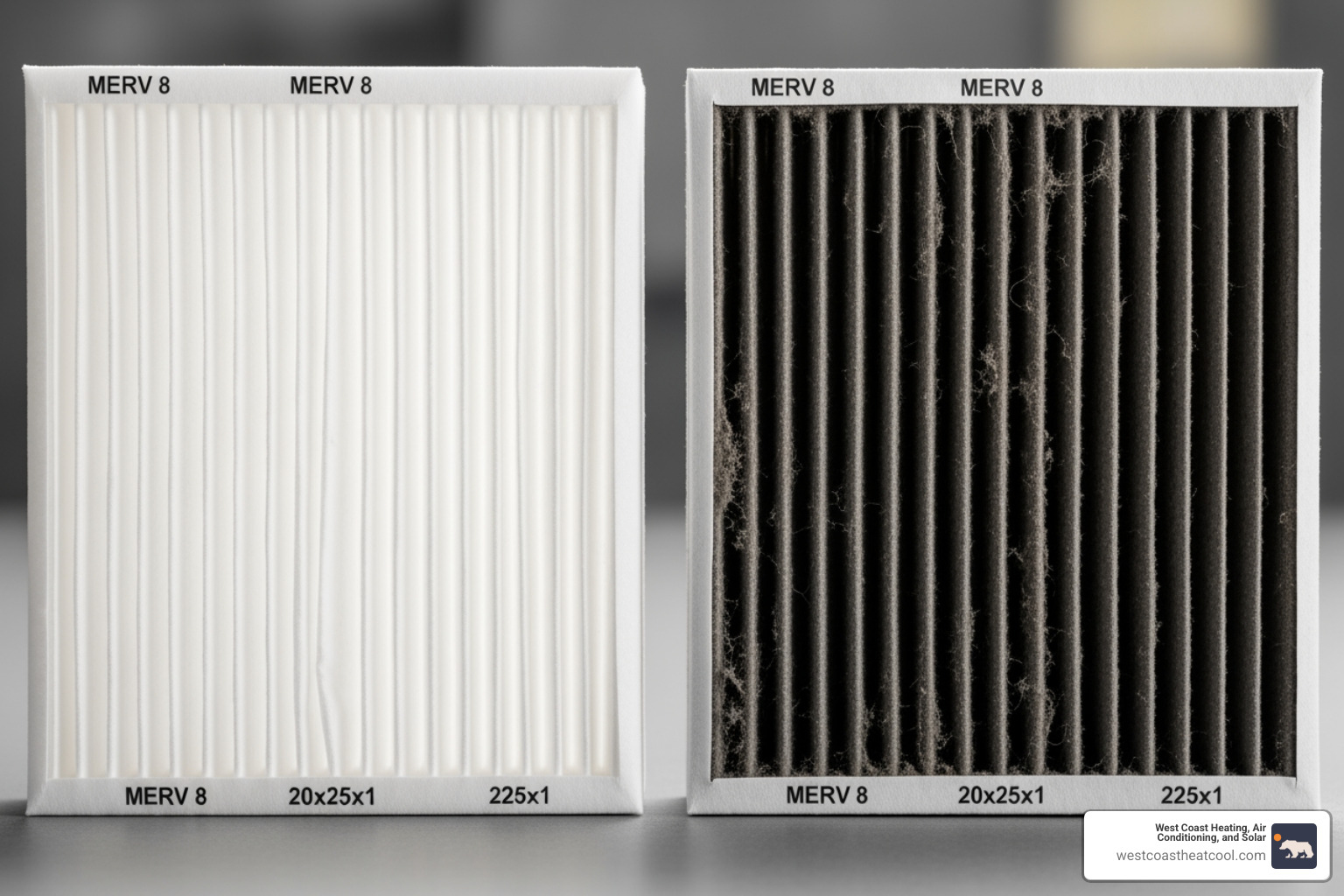 clean HVAC filter next to a dirty one - emergency hvac maintenance oceanside ca