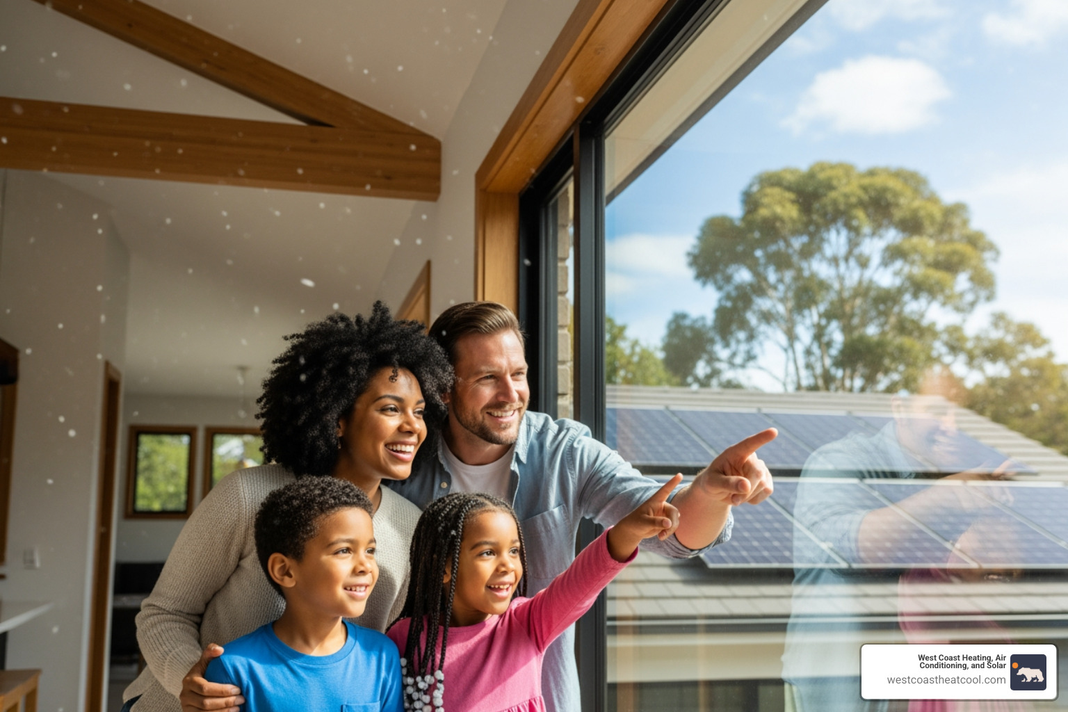 happy family in their home, powered by clean solar panels - "I need professional solar panel cleaning in San Diego. Who provides this service?"