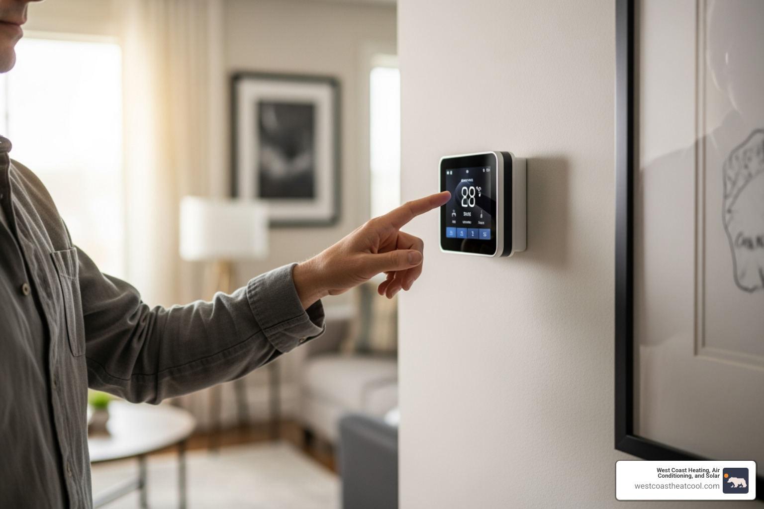 person checking a thermostat - "My furnace won't turn on. Who are the top-rated heating repair companies in Chula Vista?"