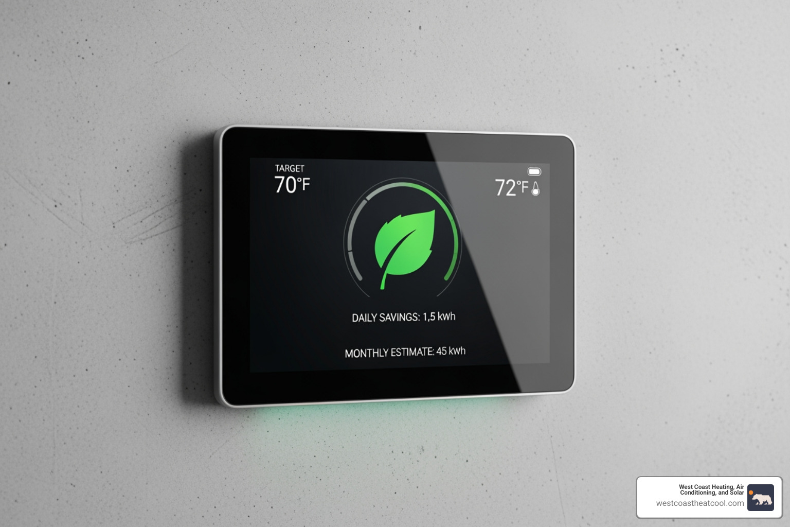 smart thermostat screen showing energy savings - hvac replacement vista ca