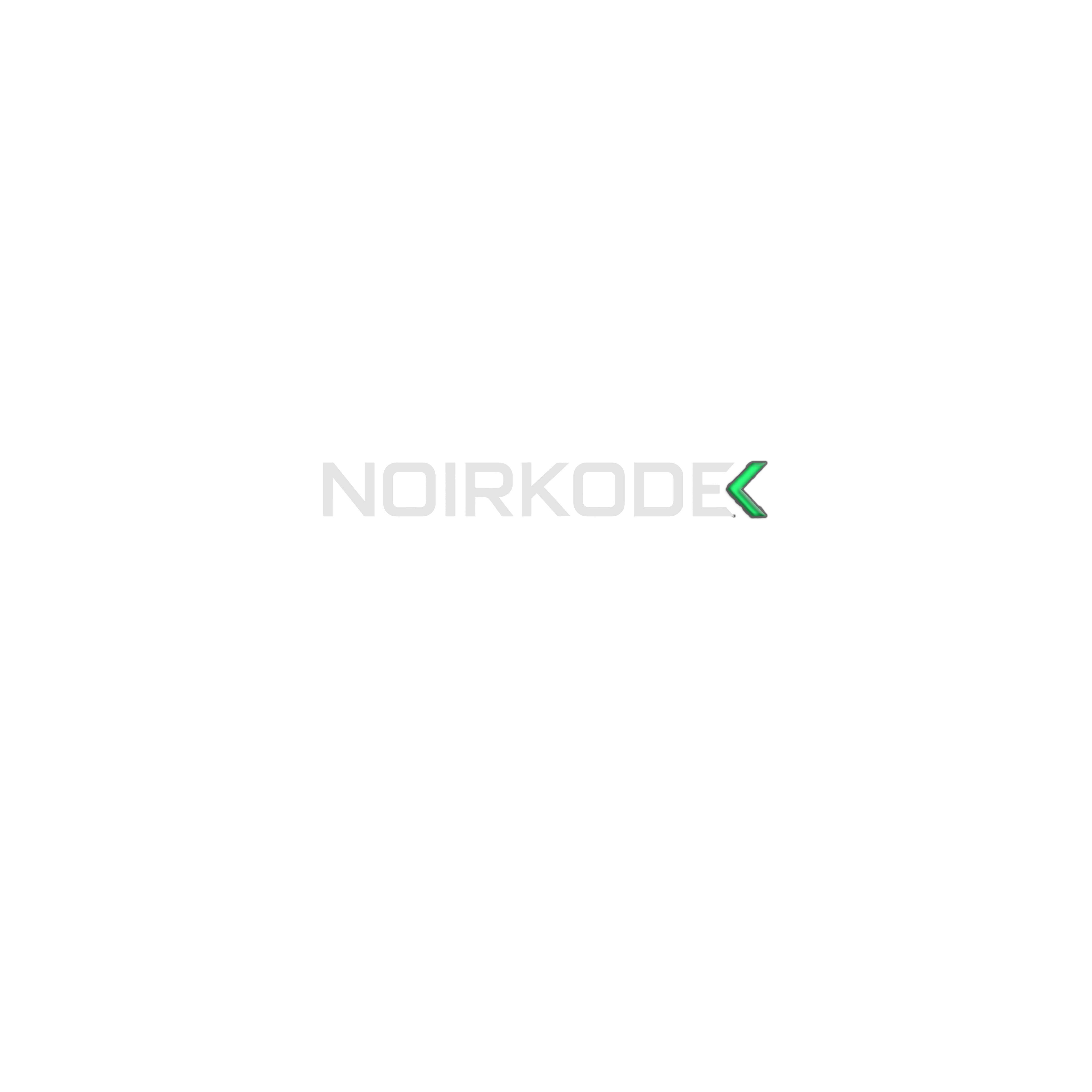 A basic text font that says NOIRKODE with a glowing green < at the end