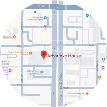 Map showing the location of Arbor Axe House.