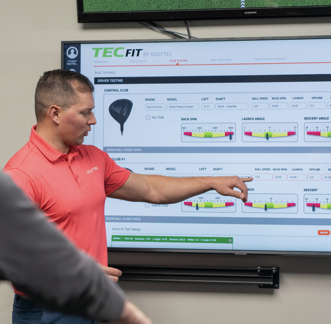 TECFIT screen showing club data during club fitting at GOLFTEC