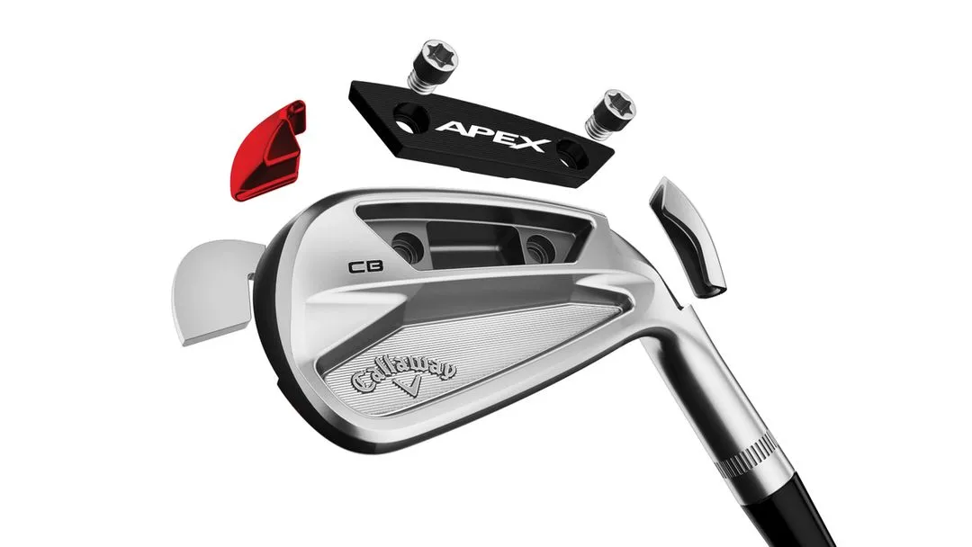 Exploded view of the Callaway Apex CB Iron, highlighting its internal components and construction. 