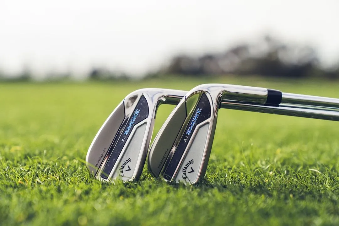 Close-up view of the Callaway Paradym Ai Smoke Irons on the course. 