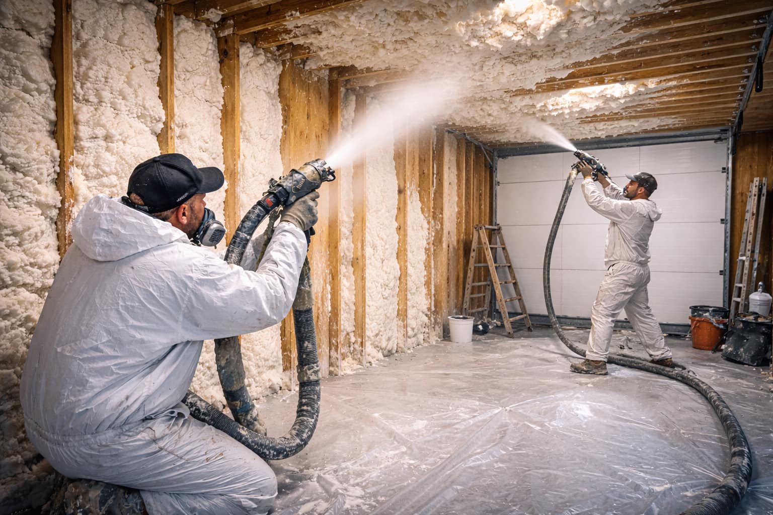 Spray foaming a garage
