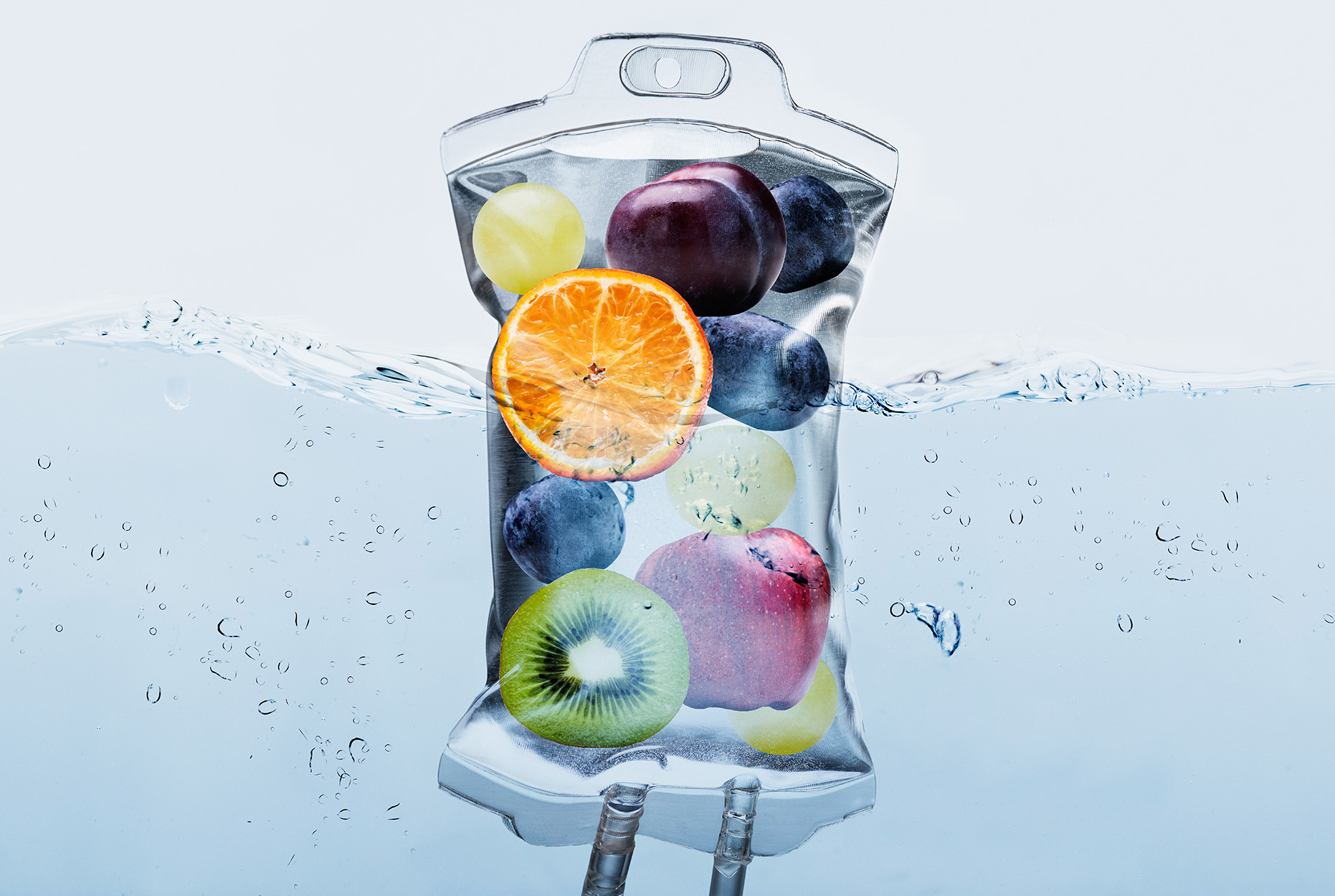 A IV bag full of fruit