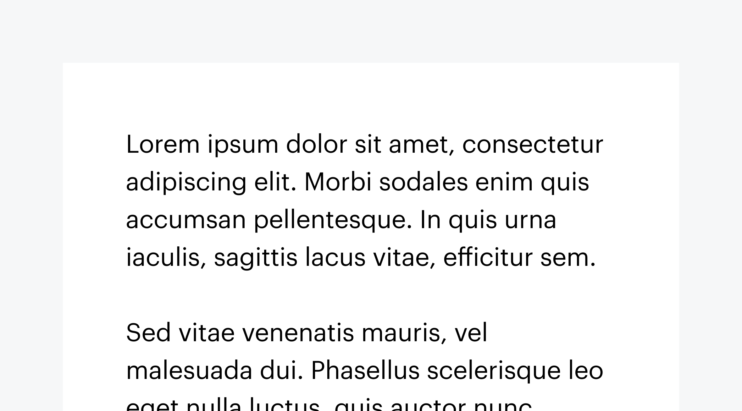 The same paragraph of text reflows into one legible column with no horizontal overflow.