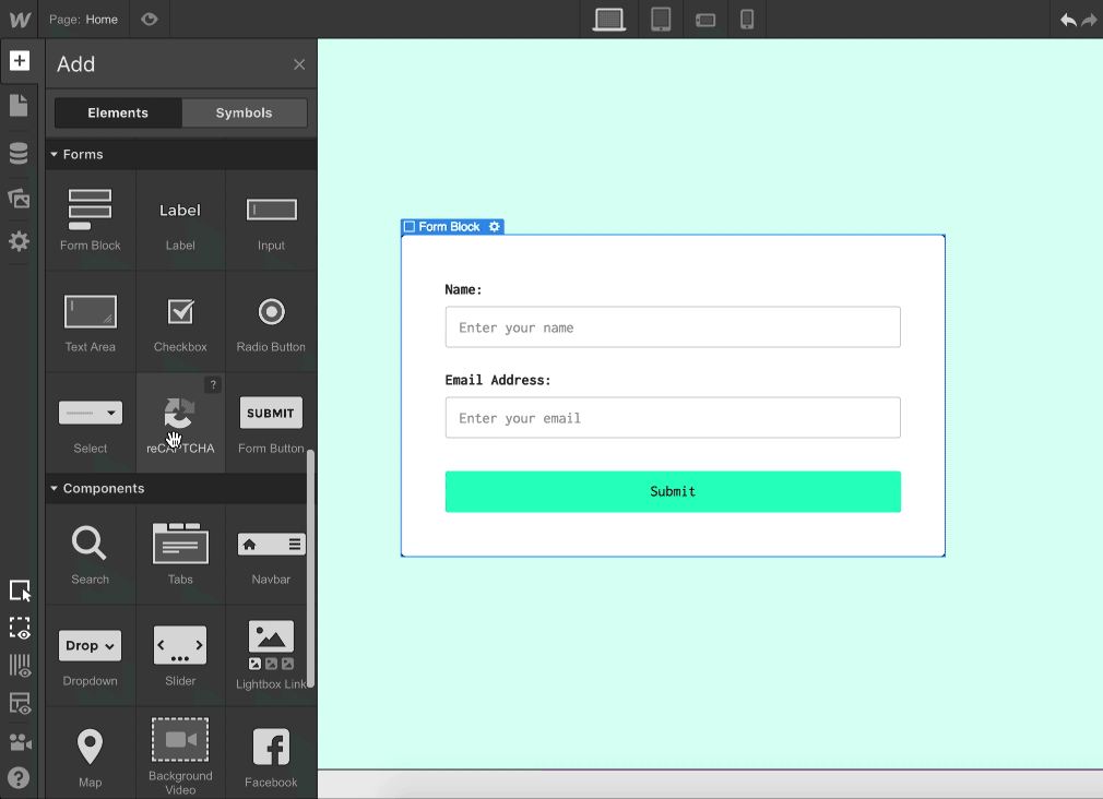 Add a reCAPTCHA field to your forms