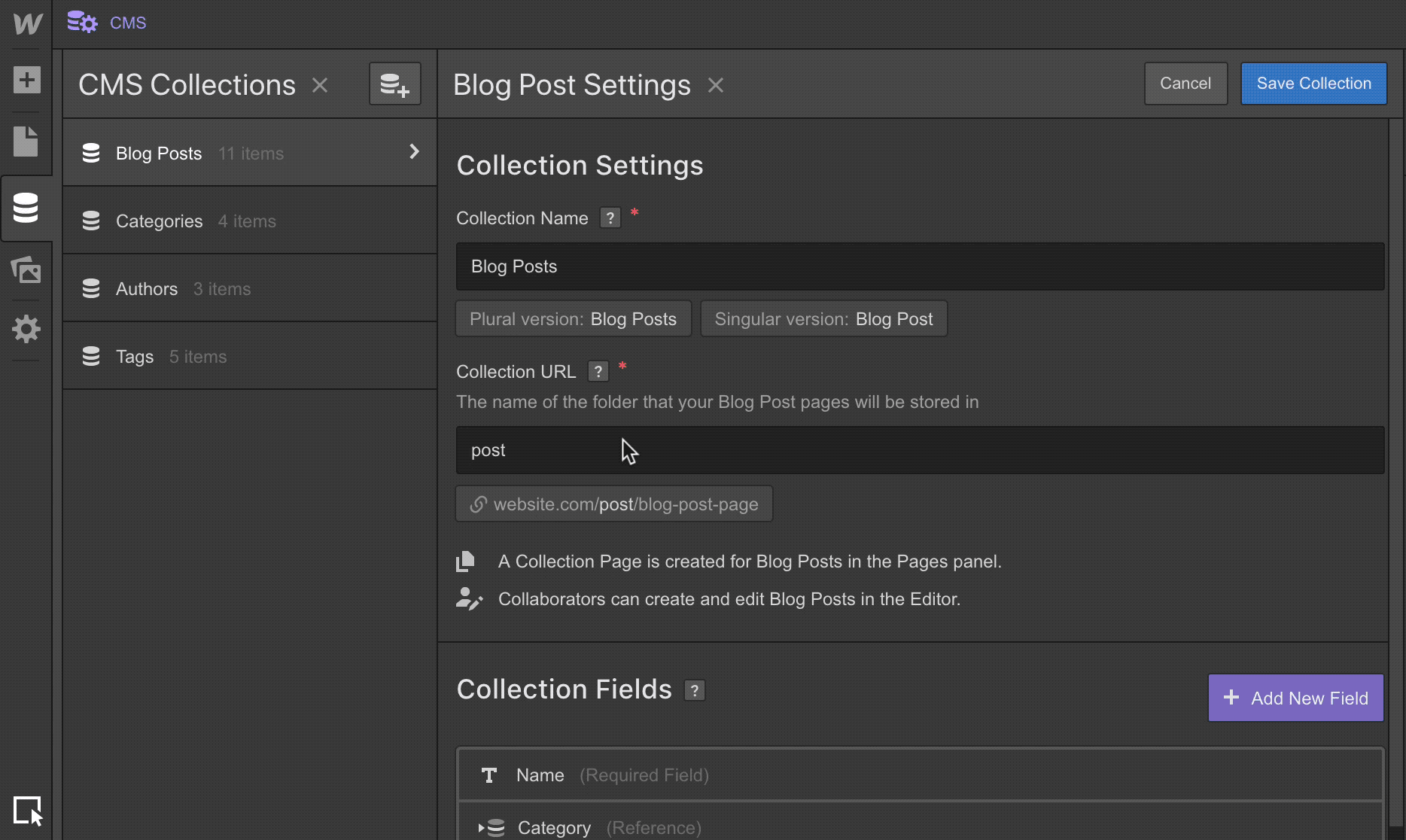 Change CMS Collection page URL slugs