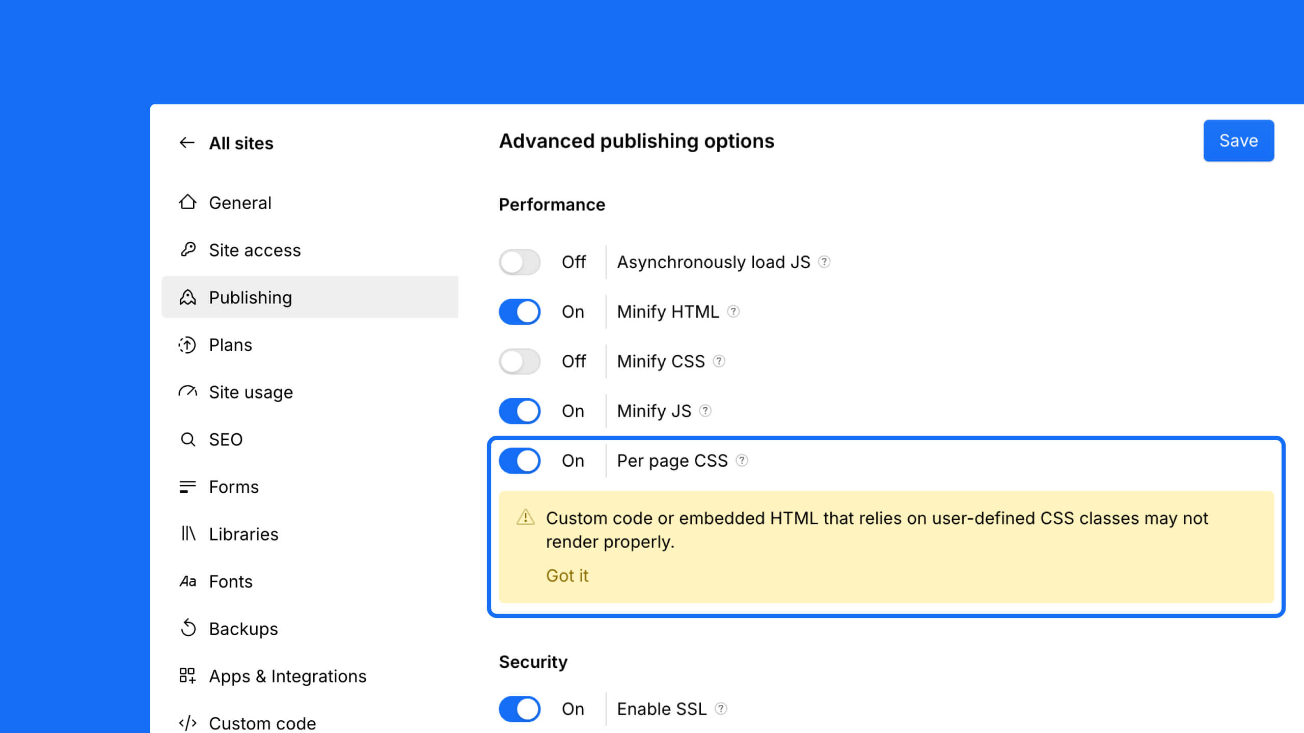 Faster load times with per page CSS
