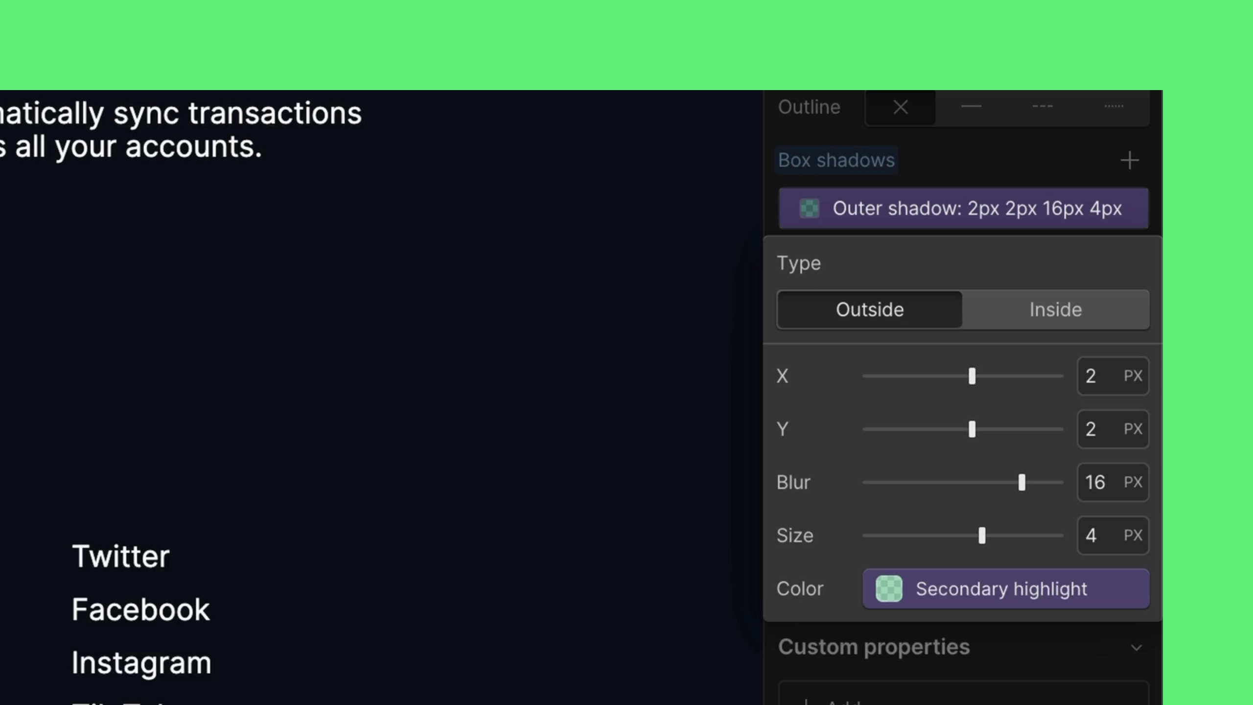 X & Y offsets for shadows & variable support