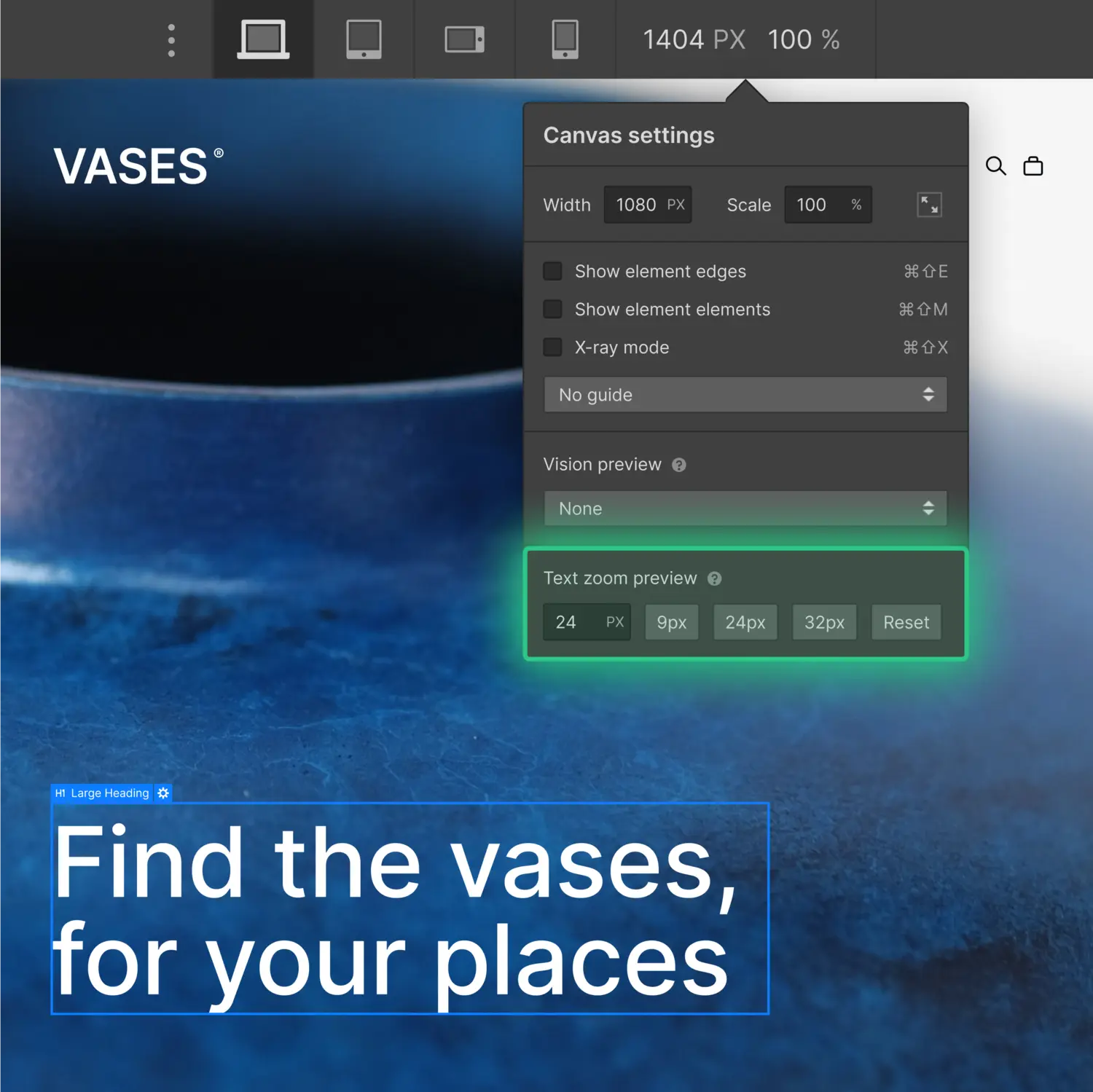 Natively preview layouts with any text size seamlessly in the Designer