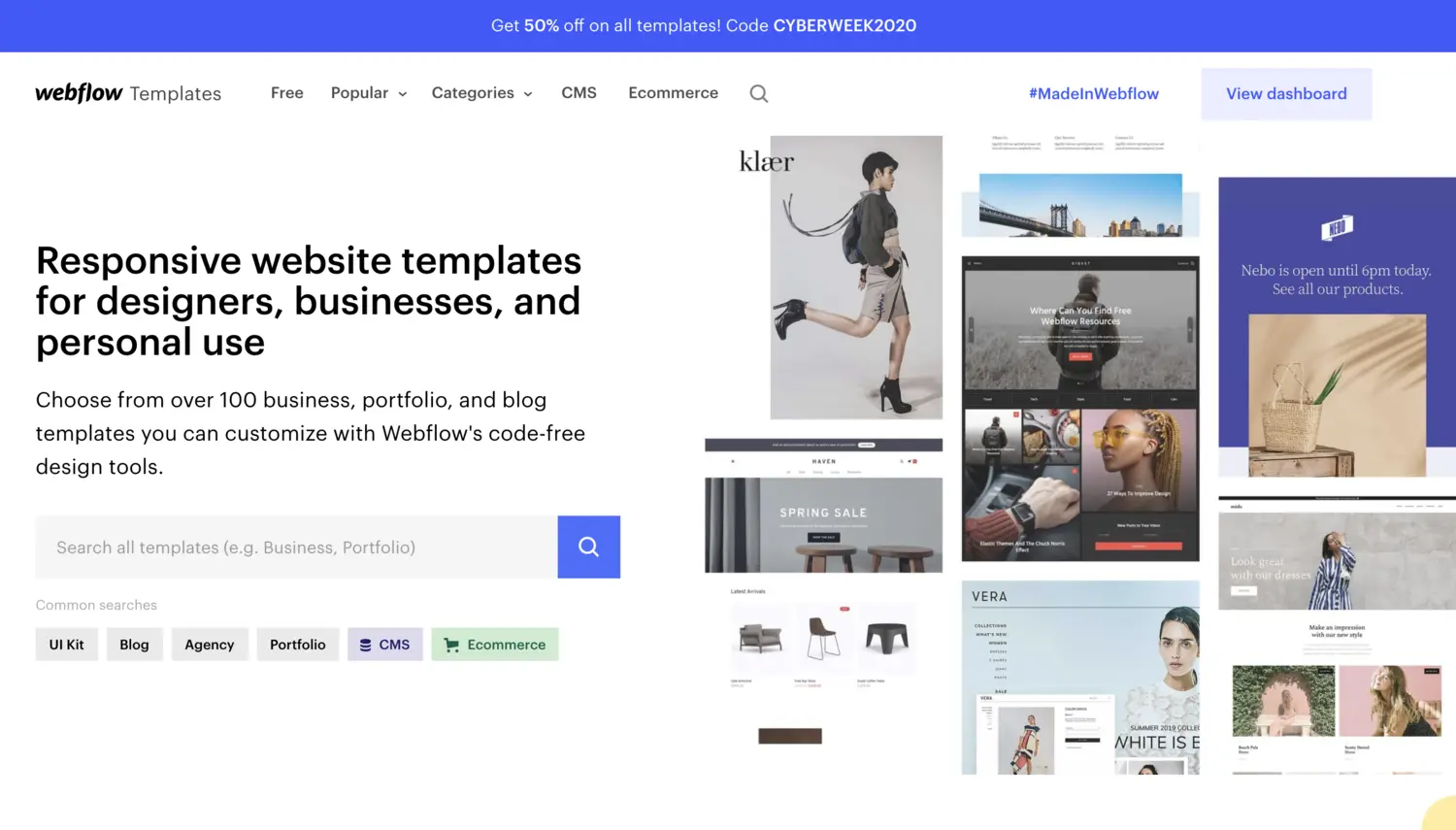 Cyber week sale: 50% off all templates this week