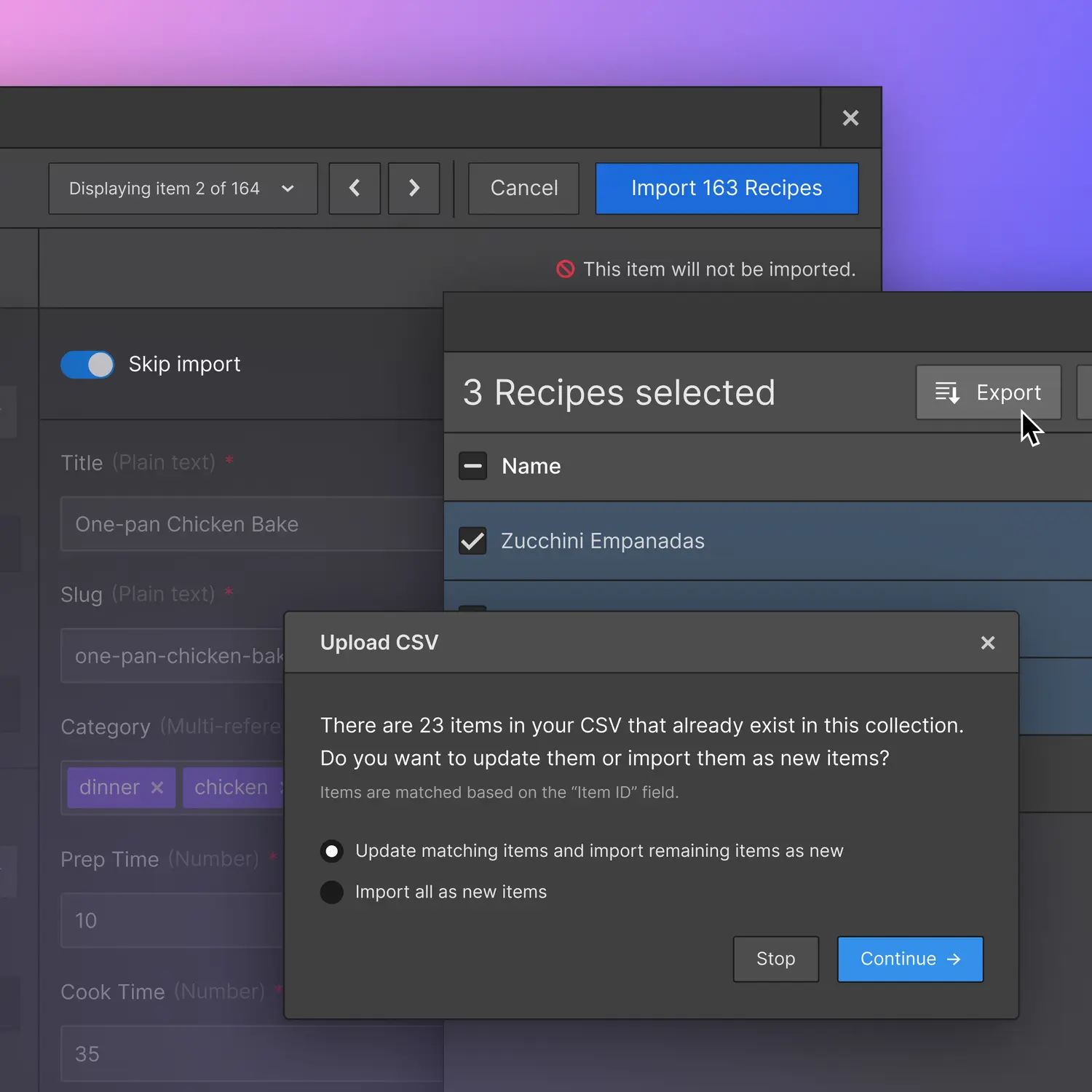 Easily manage and update large CMS Collections