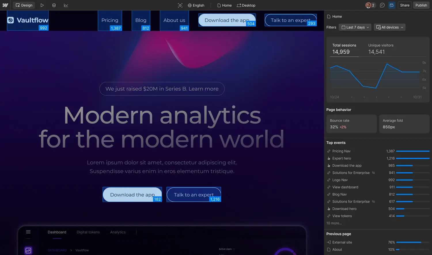 Introducing Clickmaps in Webflow Analyze