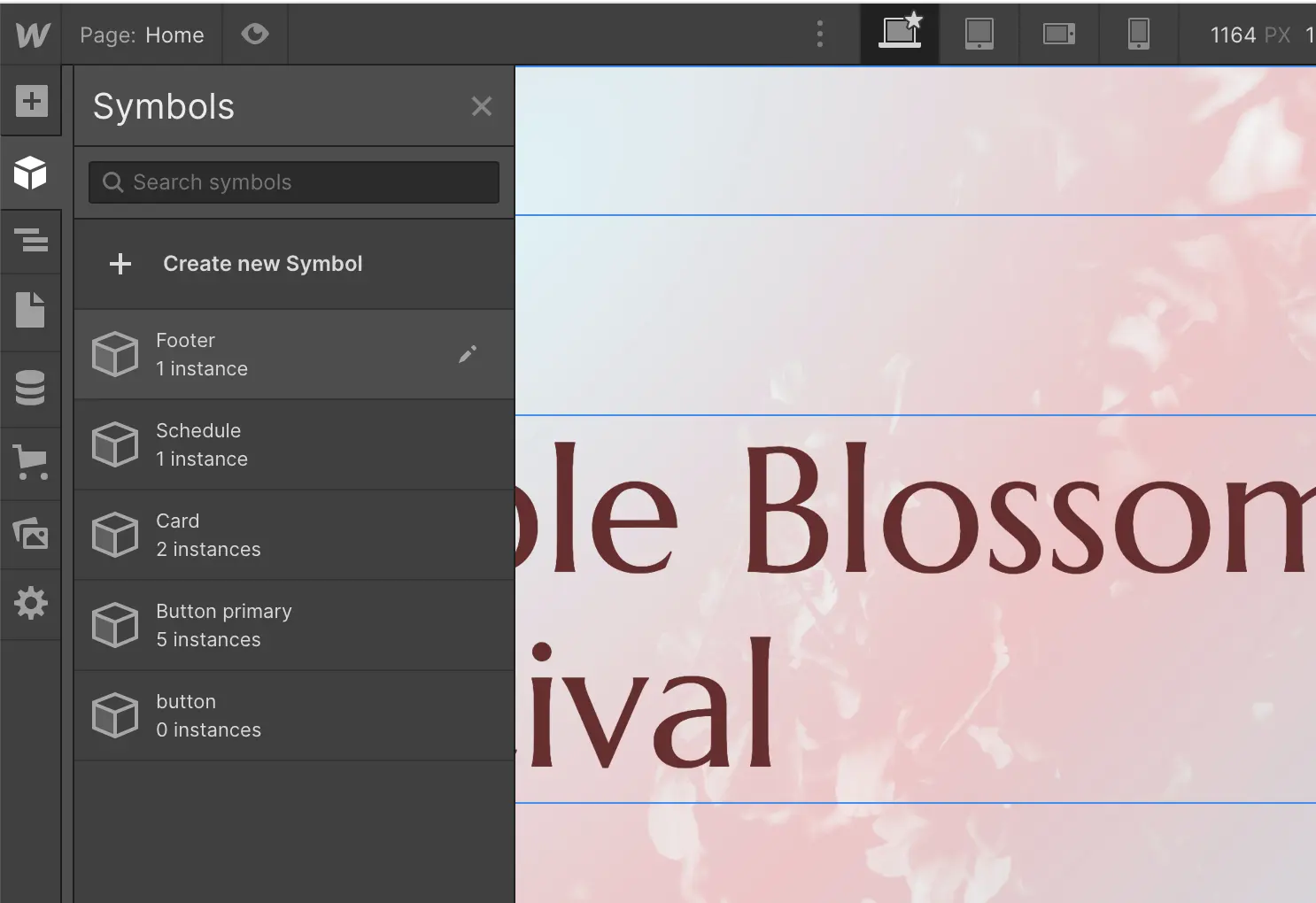 Symbols are now in their own panel