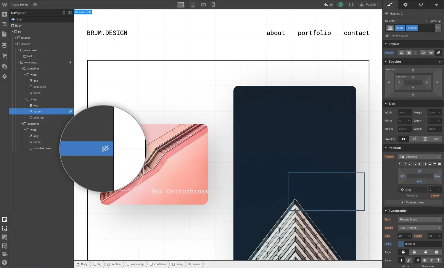 Identify hidden elements more easily in navigator