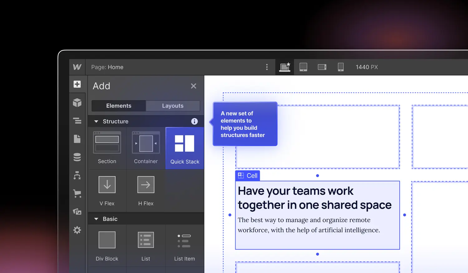 Speed up your build process with the new Quick Stack element