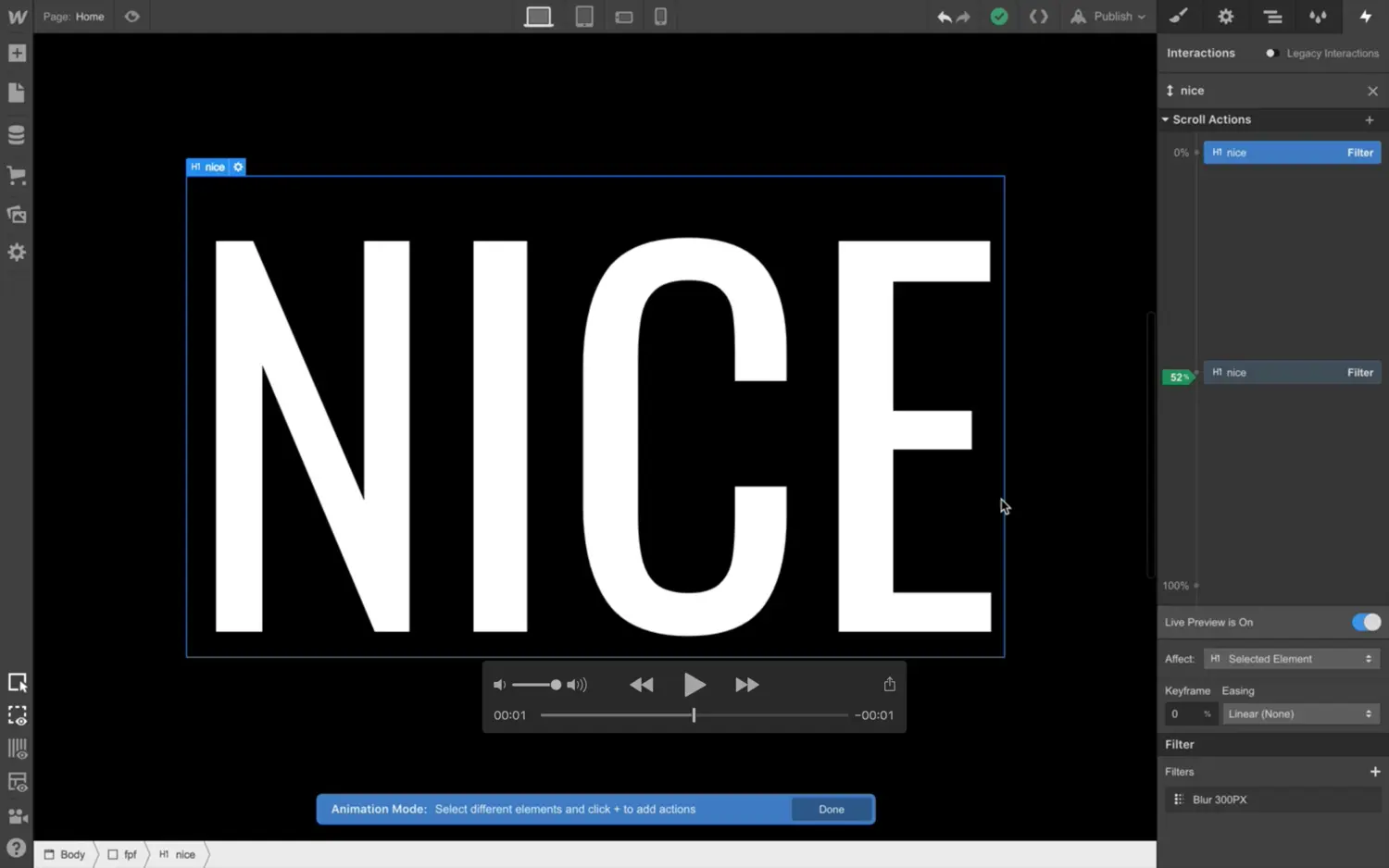 Apply CSS filters in interactions
