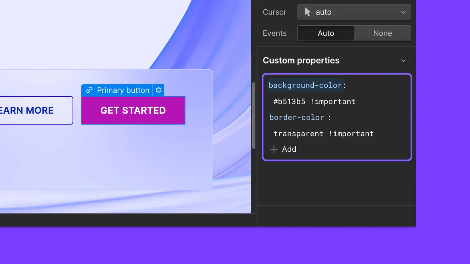 !important flag in Webflow custom properties