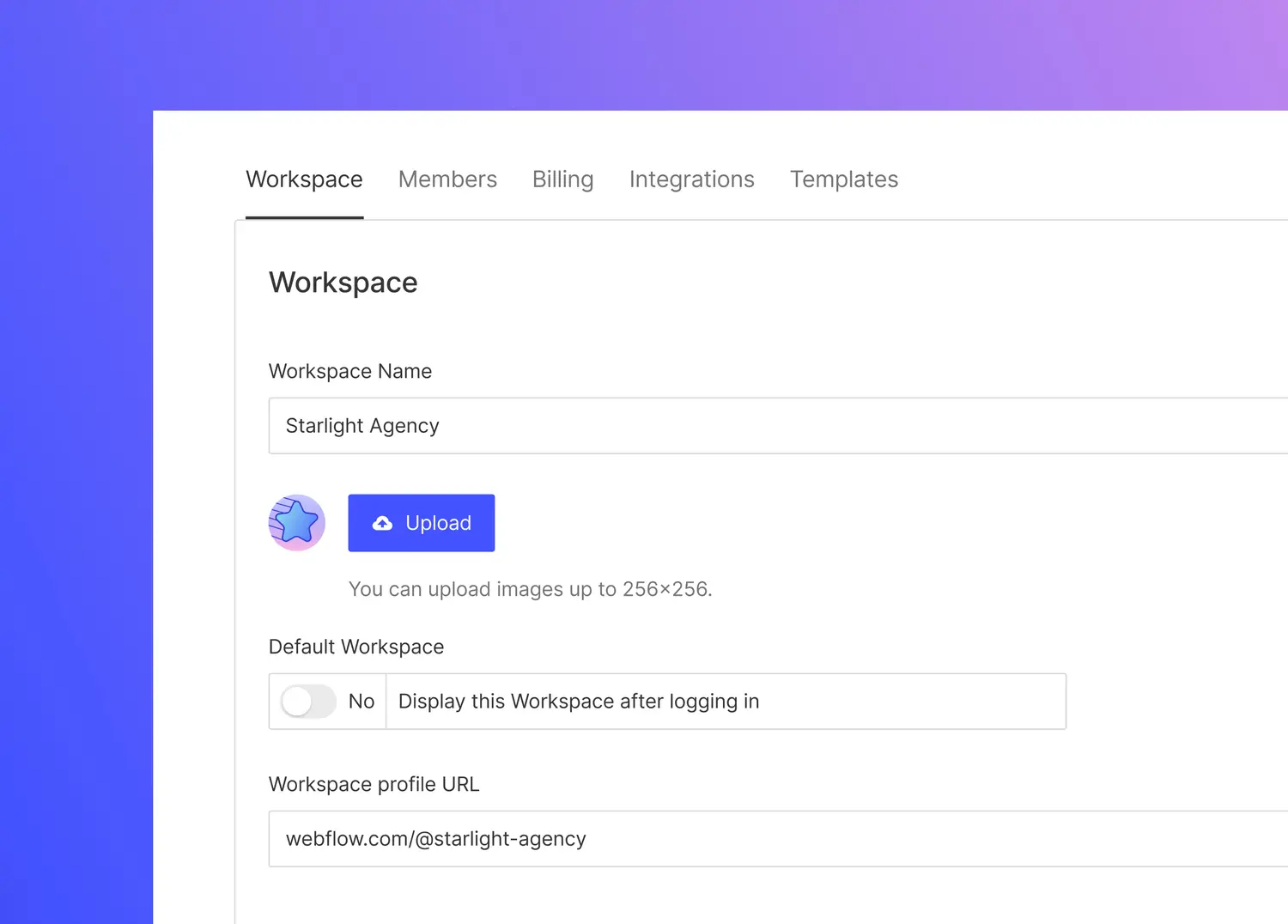 Choose your Workspace profile URL