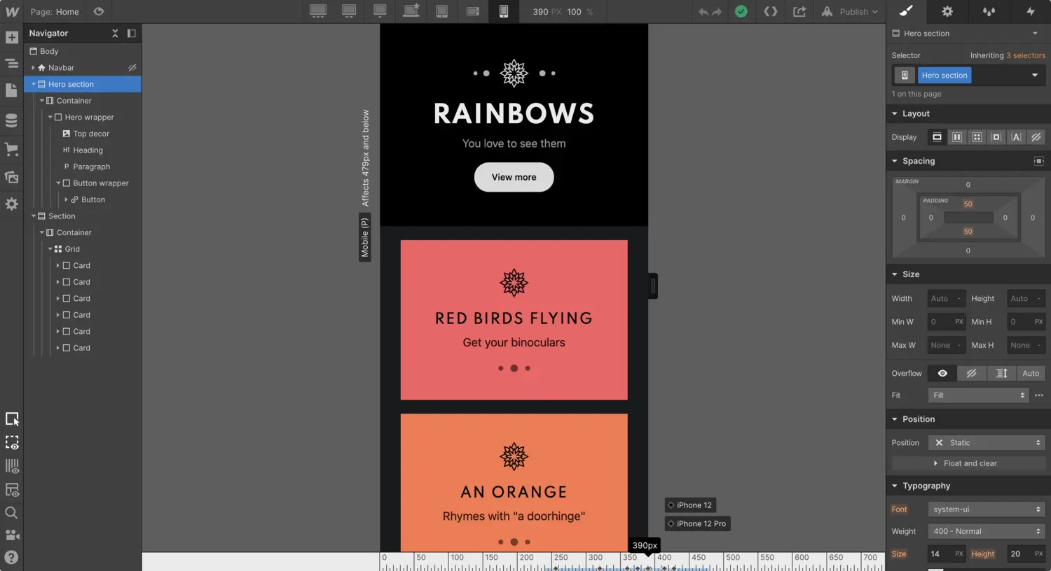 Test your designs on iPhone 12 device widths
