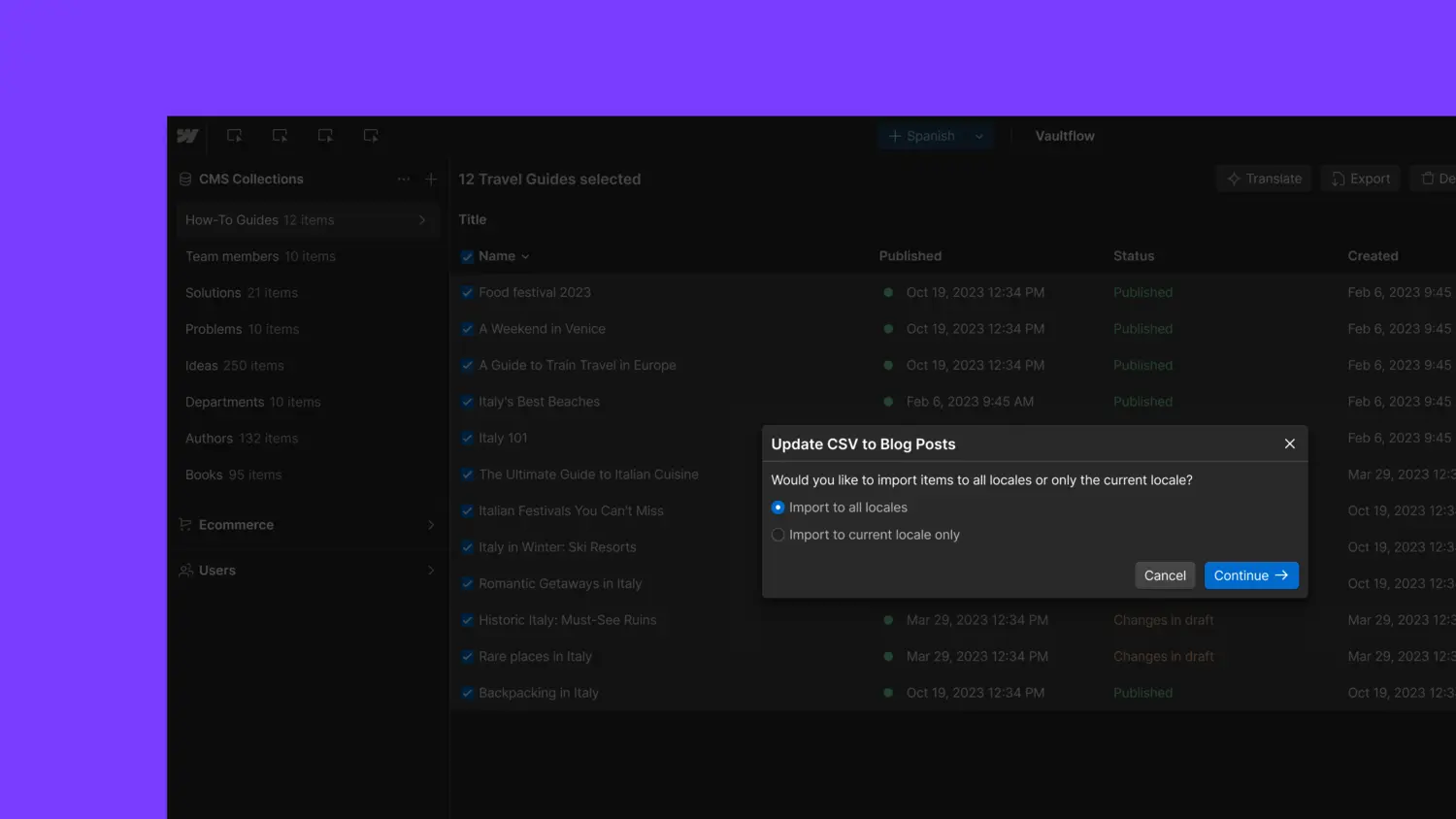 Flexible Import of Collection Content for Localized Sites