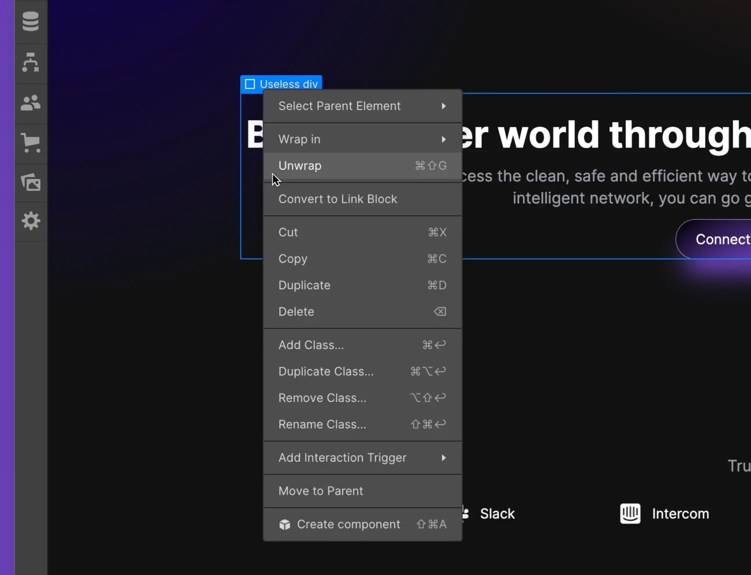 New shortcuts for unwrapping elements and wrapping in H Flex or V Flex elements
