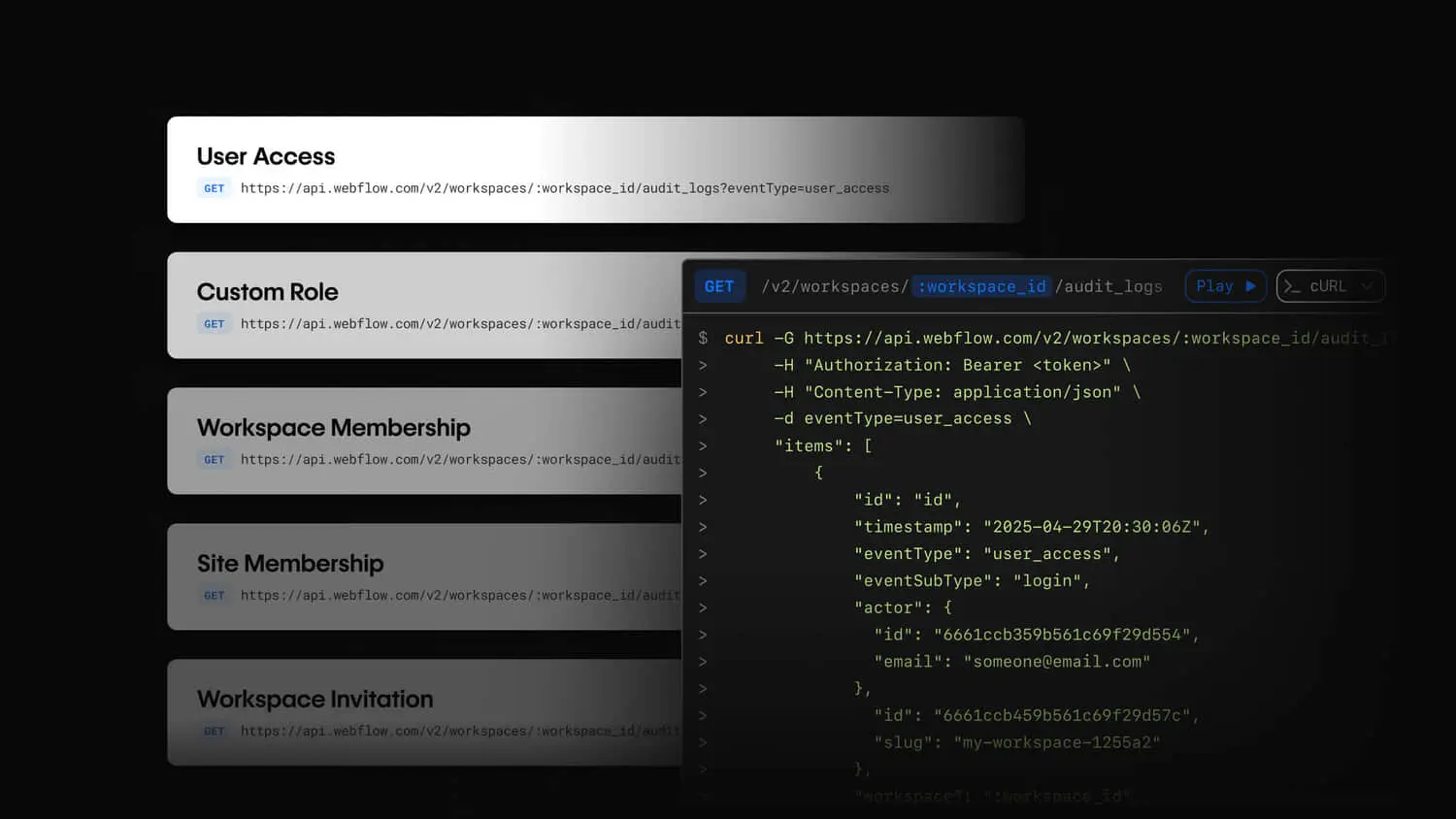 Track key user events with the audit log API