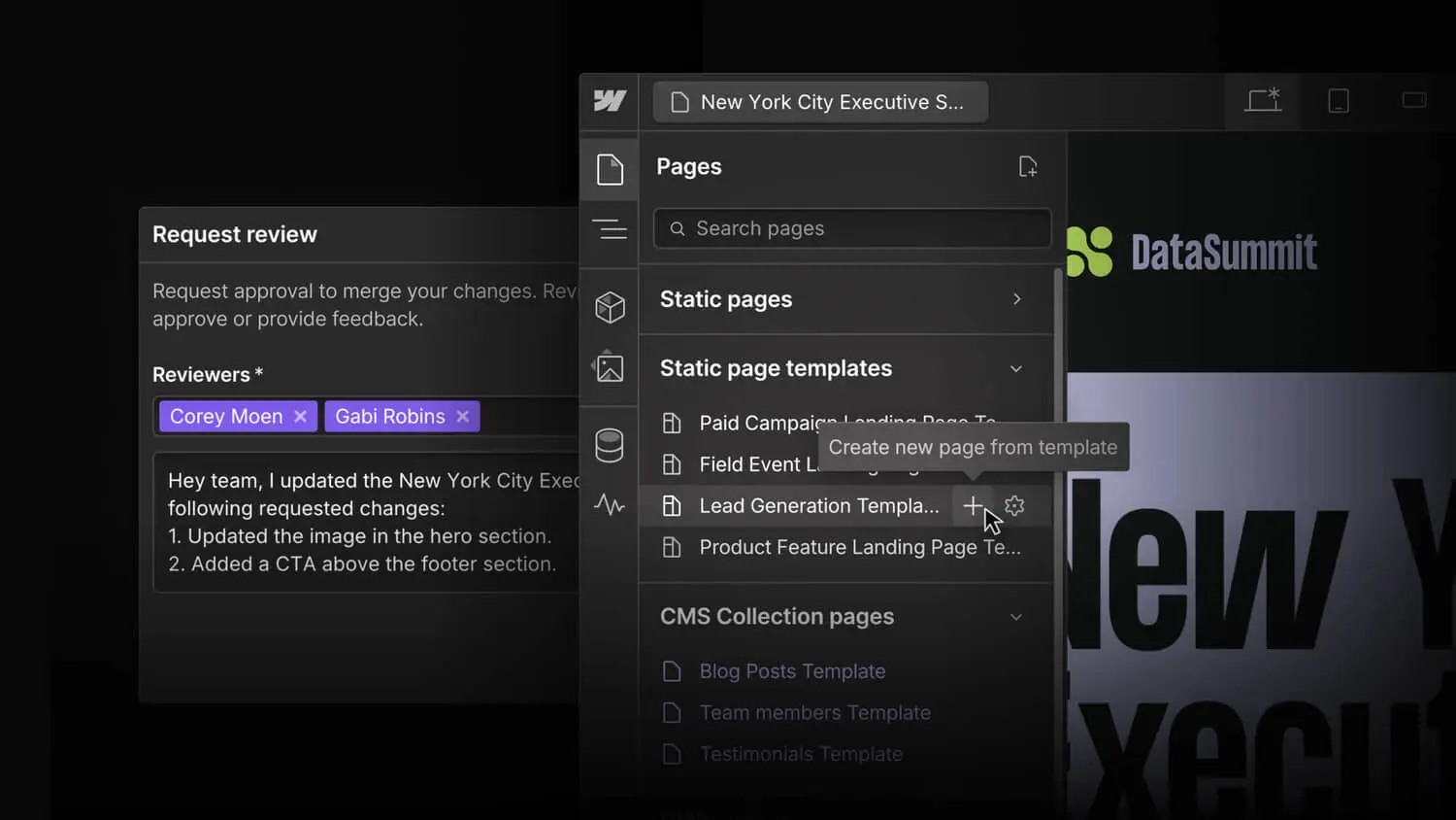 Webflow Enterprise Summer Release: Page building and design approvals are here