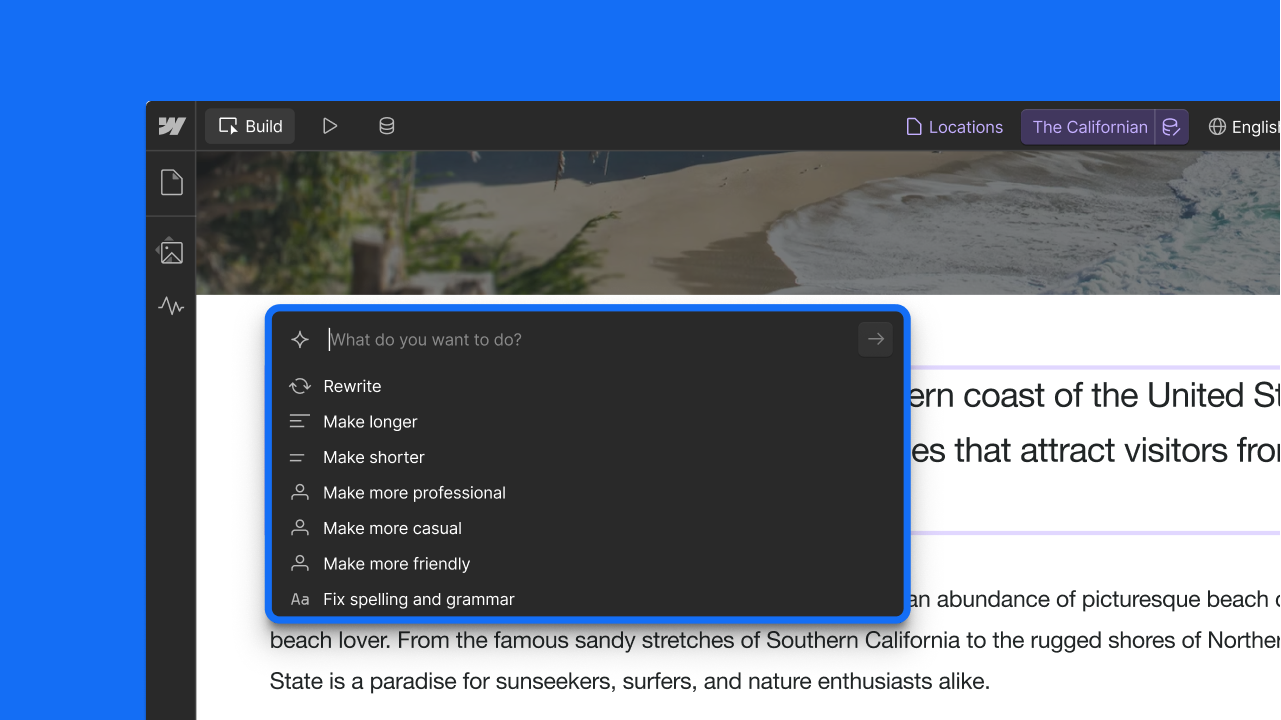 Webflow AI Assistant - copy modifications on canvas