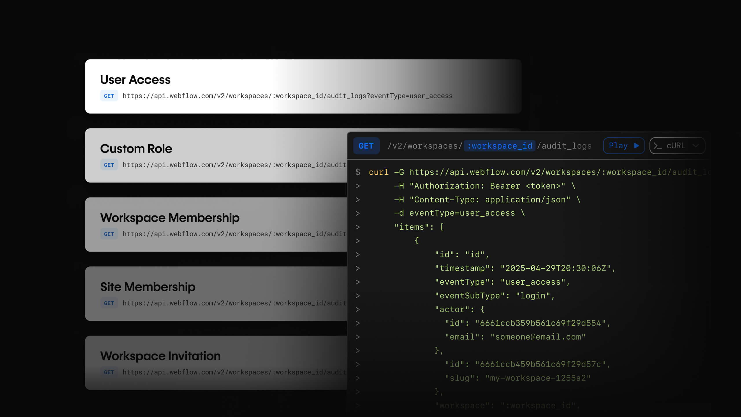 Track key user events with the audit log API