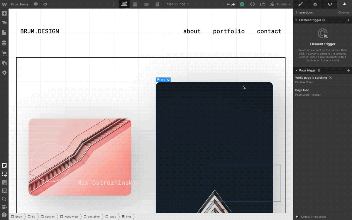 Looping video of clicking "clean up" button in the interactions panel.