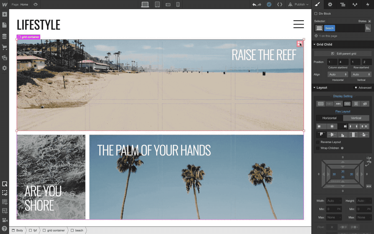 Click and drag to customize your grid