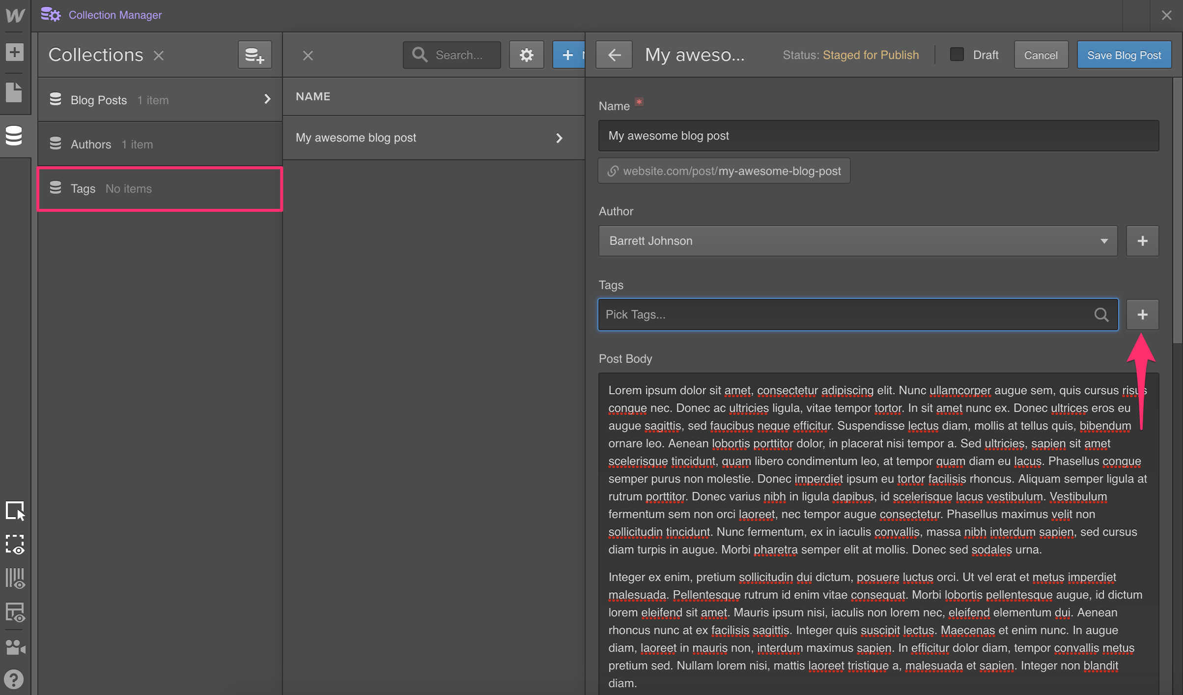 Create new items directly from a reference field.