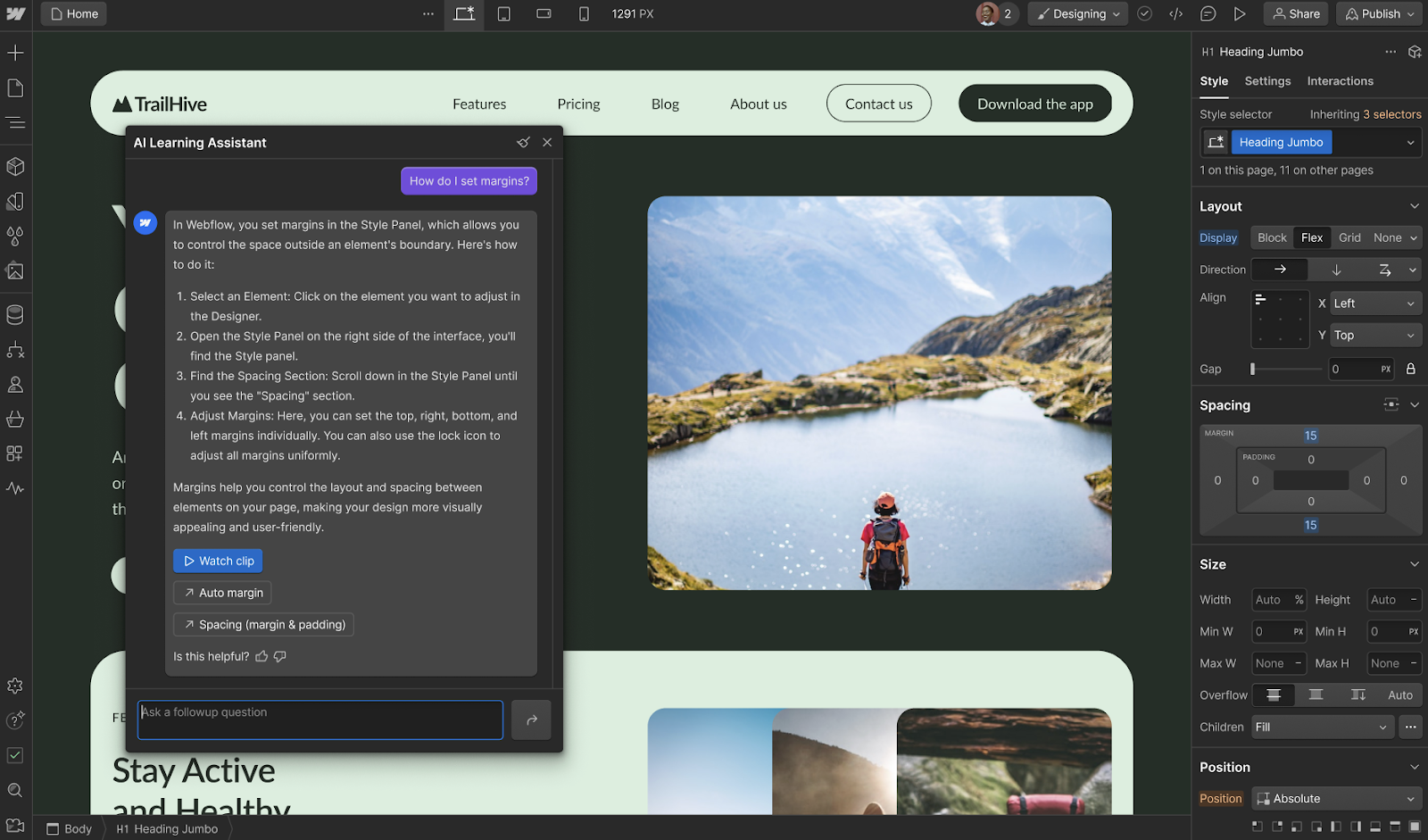 Prompt Learning Assistant with your design questions without leaving the Designer