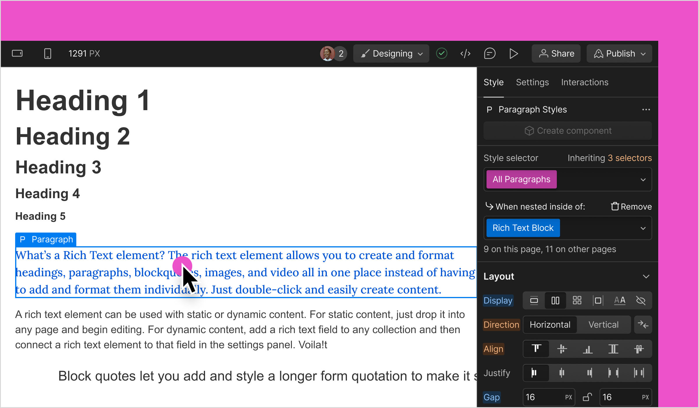 Improvements to rich text elements