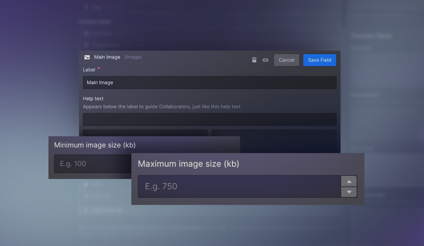 Set size and ratio limits for images uploaded to the CMS
