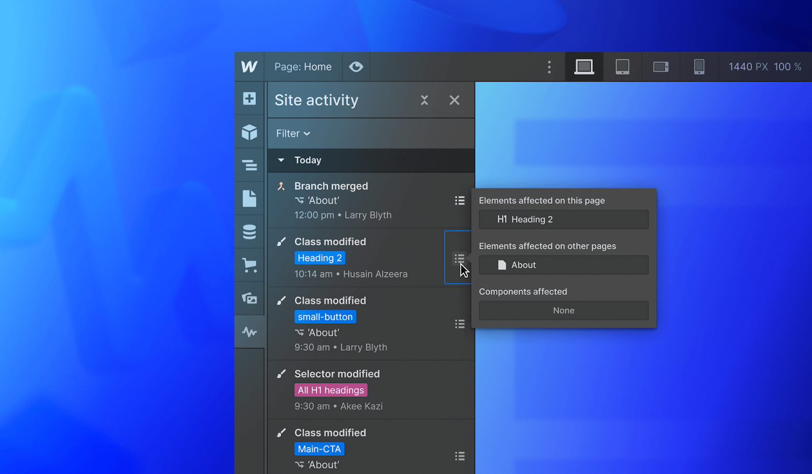 Now you can navigate directly to elements and pages that have been impacted by a class change.