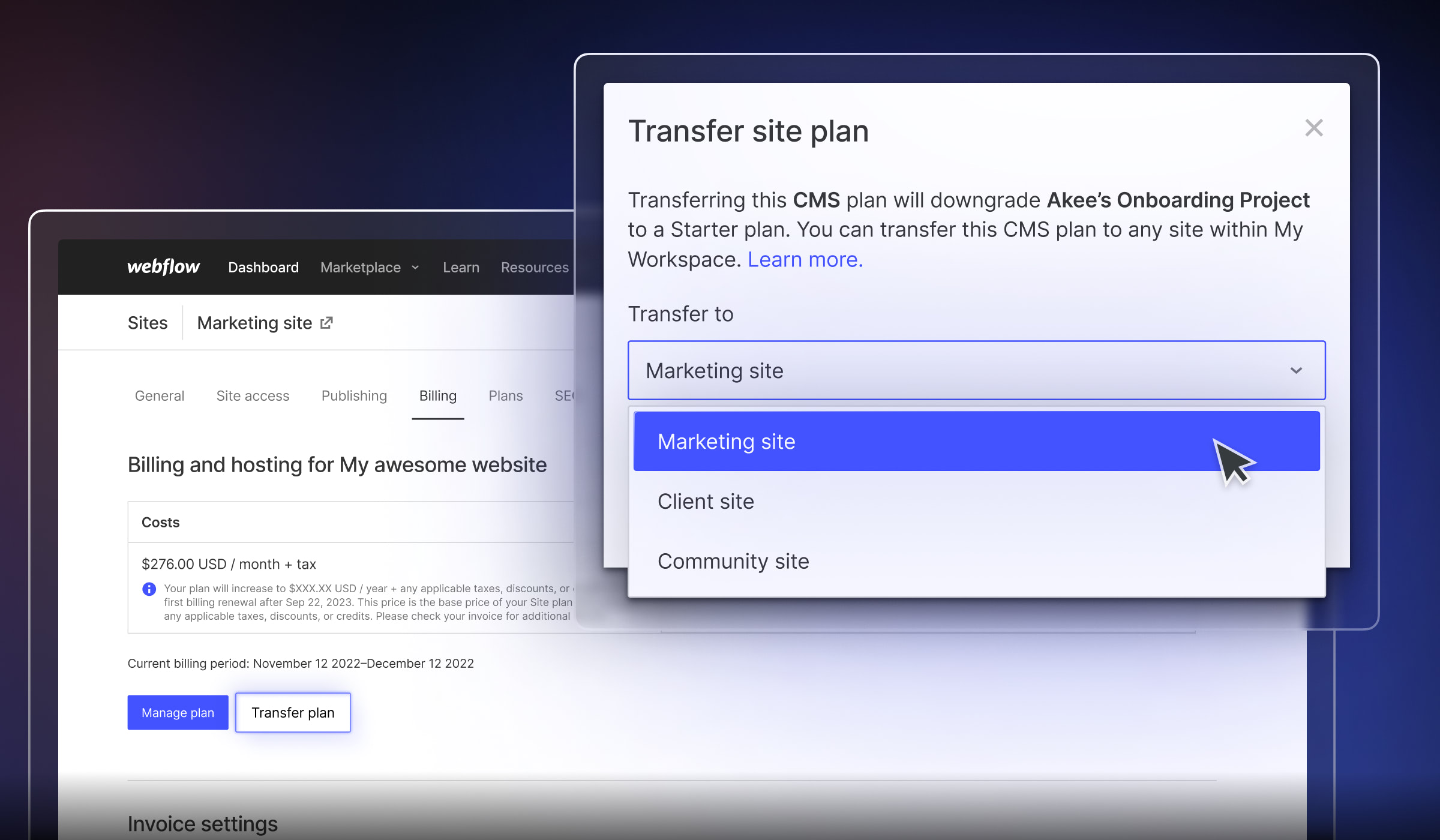 Transfer Site plans from one site to another