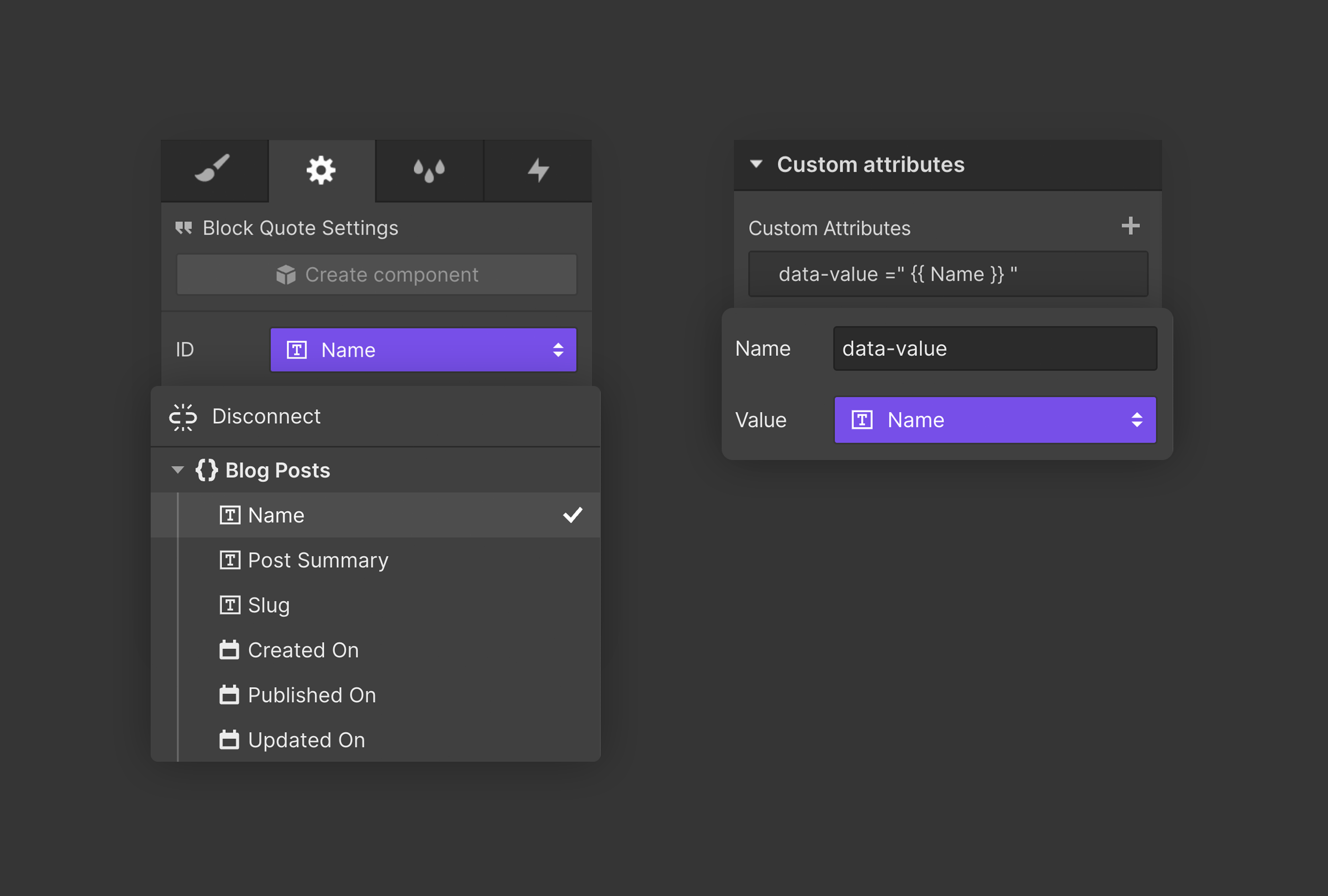 Use CMS data in custom attributes