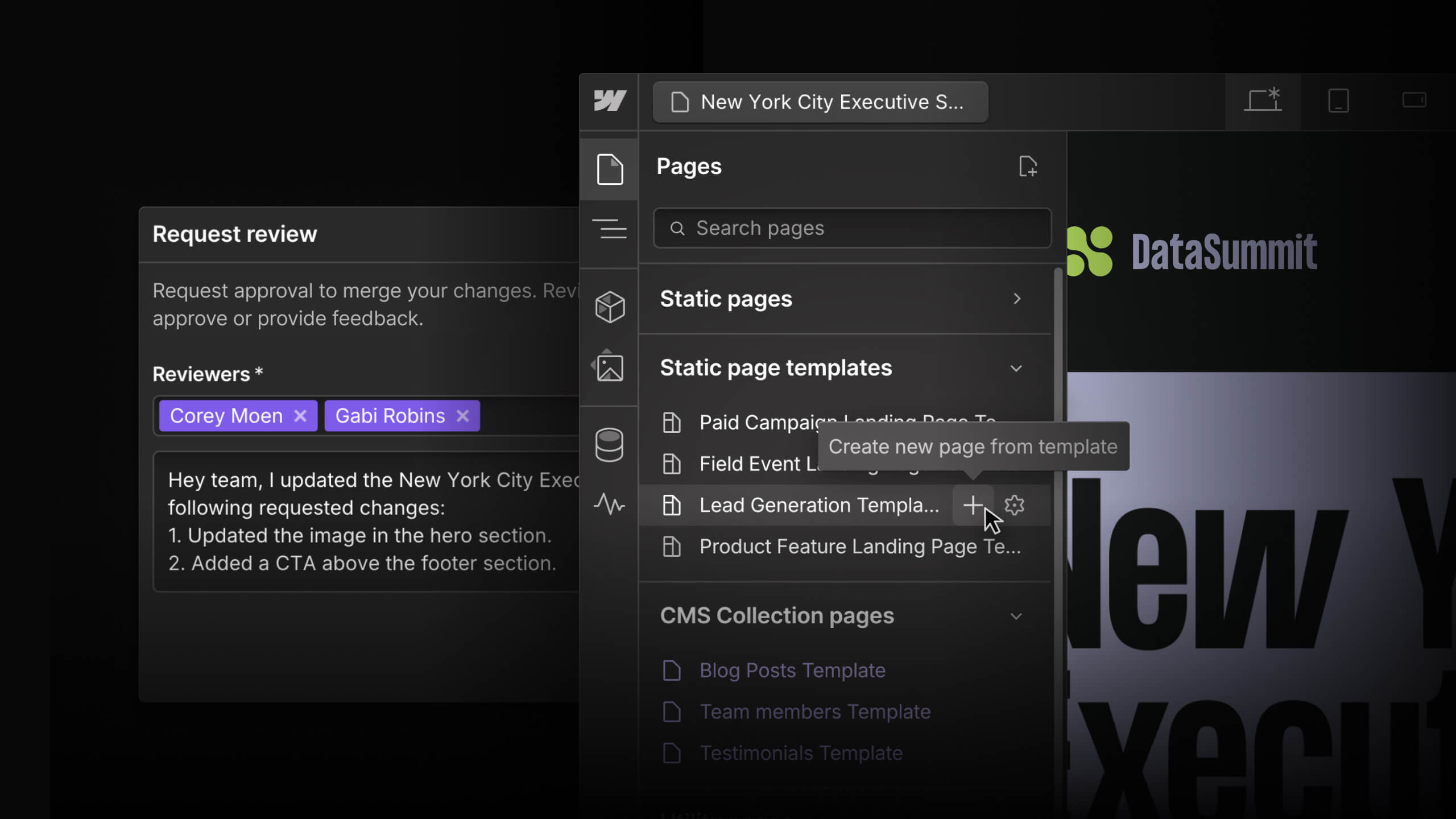 Webflow Enterprise Summer Release: Page building and design approvals are here