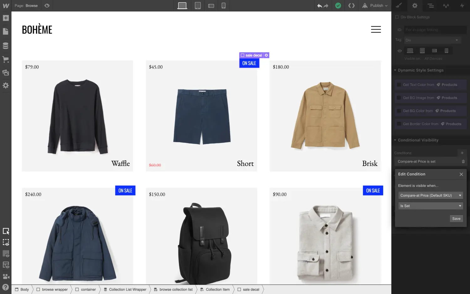 Display sale prices by setting a compare-at price
