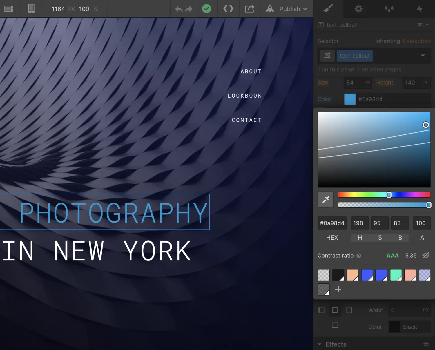Check text accessibility with built-in color contrast ratio tool